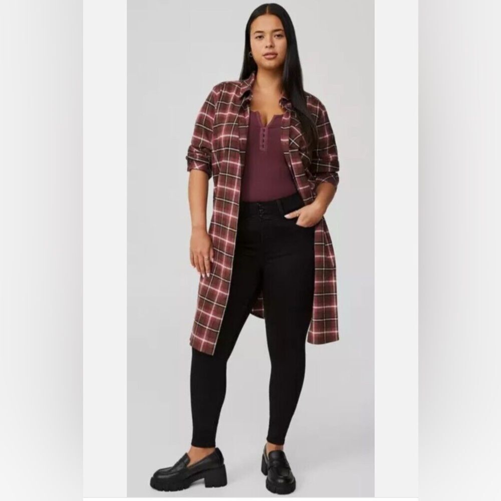 NWT 5X Torrid Pink and Brown Plaid Button Down Shirt Dress 100% Cotton Plus Size